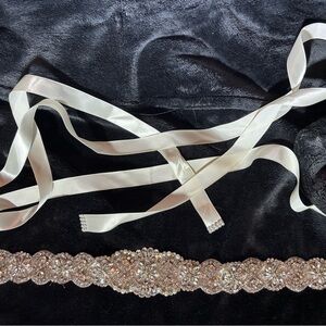 Ivory crystal bridal sash belt